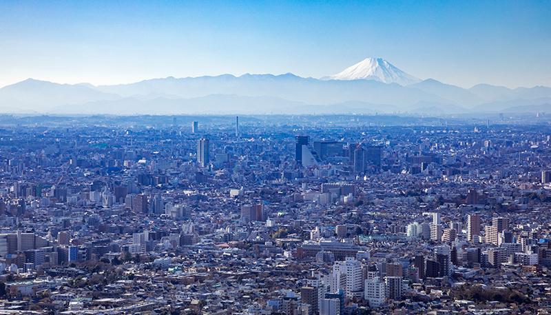 japan cityscape and Mt.Fuji